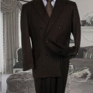 Brown Suit With Smooth Stripe Non Back Vent Close Split In Back With Pleated Pants