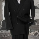 Mens Charcoal Classic Double Breasted Solid Color Suit With No Pleated Flat Front Pants