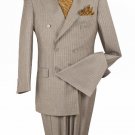 Men'S 2 Piece Double Breasted Discount Suit - Classic Taupe Stripe
