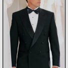 Double Breasted Black Tuxedo Super 150 Extra Fine Italian Wool Hand Made French Cut