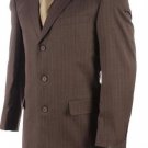 Men'S 3 Button Mocha Brown Pinstriped Comfort Fit Poly Blend Light Weight Suit On Sal