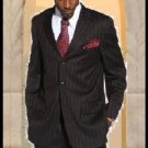 Exclusive Stunning Mens Black & Red Pinstripe 3 Buttons Suit
