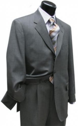 Light Gray Super 120 Wool 3 Buttons Mens Suits