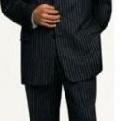 Small Jet Black Pinstripe Fashion Suit Party Fashion Suit Super 120'S Wool