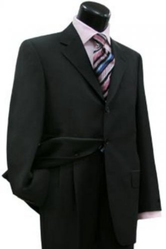 Movie Suit, Dark Black Double Vent 3 Button Suit Made From Amazing Quality Super 130'S Wool Suit