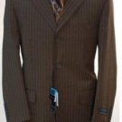 Chocolate Brown Pinstripe 3 Button Suit 100% Wool Feel Touch Poly Rayon Feel Touch Poly Rayon