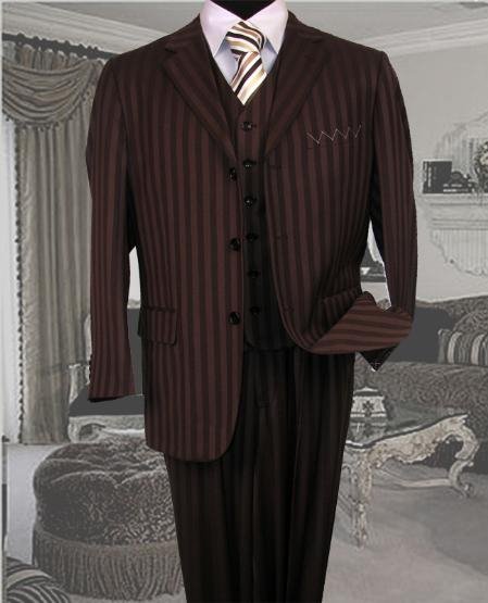 Ts-33 Signature Platinum Stays Cool Tailored Brown Extra Fine Super 150'S Suit Tone Ontone Stripe