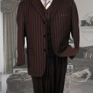 Ts-33 Signature Platinum Stays Cool Tailored Brown Extra Fine Super 150'S Suit Tone Ontone Stripe