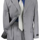 Mens Gray Single Breasted Dress 3 Button Notch Collar Suit