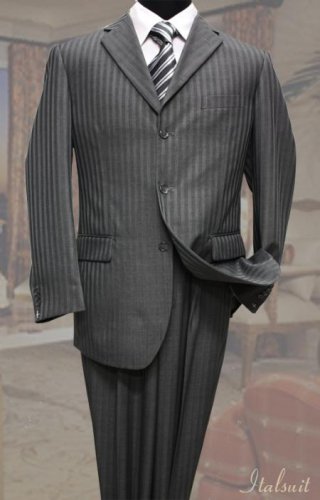 Charcoal Classic 2Pc 3 Button Tone On Tone Stripe Mens Suit