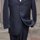 Classic 2Pc 3 Button Navy Tone On Tone Stripe Mens Suit
