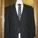 Men'S 2 Button Black Tapered Cut Flat Front Suit Black