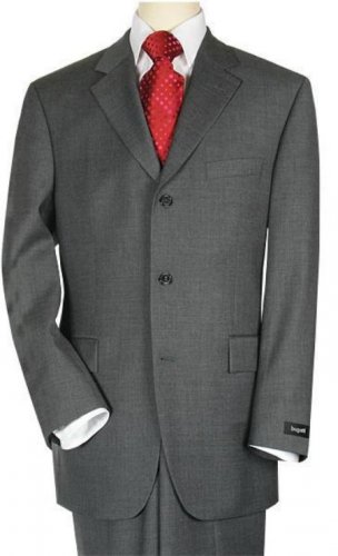 3-Button Mens Suit Dark Charcoal Premeier Quality Italian Fabric Suit Super 150 Wool