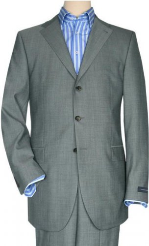 Mid Gray Business Men Suit Super 150 Wool 3-Button Premeier Quality Italian Fabric Design