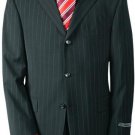 Mens 3 Buttons Conservative Black Pinstripe Super 140 Wool