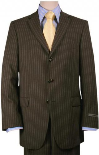 Brwon Pinstripe Super 140'S Wool 3 Buttons Mens Premeier Quality Italian Fabric Suit