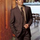 Super 140 Wool 3-Button Brown Pinstripe Premeier Quality Italian Fabric Suit