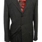 High Quality Mu28 Black & Smooth Dark Gray Pinstripe Business 2 Or 3 Buttons Super 140'S
