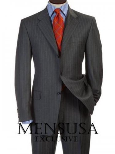 Luxurious High End Umo Collection  Men'S 3-Button Super 150'S Wool Conservative Charcoal