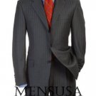 Men'S Charcoal Gray Pinsripe 3 Buttons Double Vent Men'S Suits Dress Premeier Quality Italian Fabric