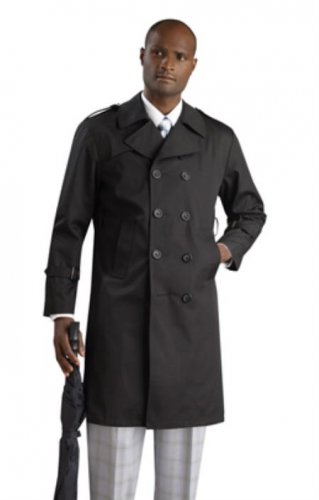 Mens Stylish Black Rain Coat ~ Trench Coat