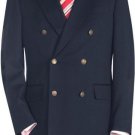 High Quality Navy Blue Double Breasted Blazer With Peak Lapels, Buttonhole