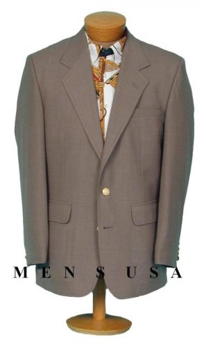 13-40 Mens 2 Btn Straw Khaki/Tan Blazer With Brass Buttons (Men + Women)