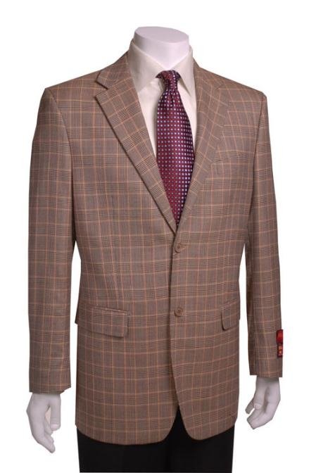 2-Button Black/Gold Wool Plaid Blazer