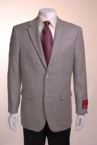 Men'S Jacket/Blazer Gray Basketweave 2 Button Vented Wool