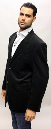Black Velvet Fabric Solid Sport Coat 2 Button With Back Vent Italian Made