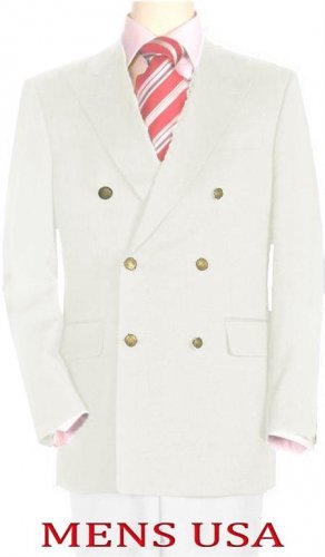 High Quality Off White Double Breasted Blazer With Peak Lapels