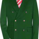 High Quality Dark Green Double Breasted Blazer With Peak Lapels