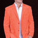Mens Cotton/Rayon 2 Button Sport Coat Notch Lapel Side Vents Orange