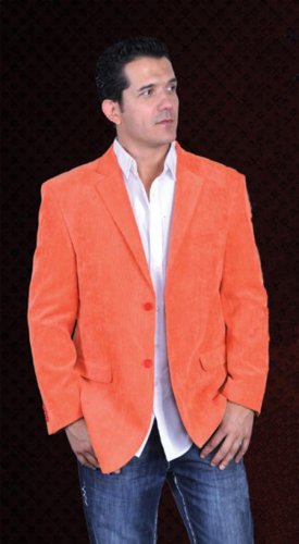 Mens Cotton/Rayon 2 Button Sport Coat Notch Lapel Side Vents Orange