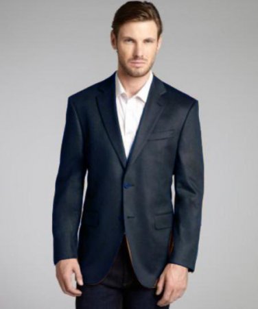 Dark Gray Wool & Cashmere Blend 2 Button Blazer