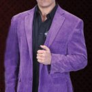 Mens Cotton/Rayon 2 Button Purple Sport Coat Notch Lapel Side Vents