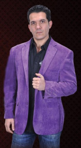 Mens Cotton/Rayon 2 Button Purple Sport Coat Notch Lapel Side Vents