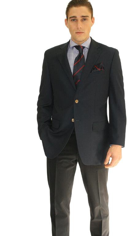 Men'S 2 Button Navy Sport Jacket Blazer