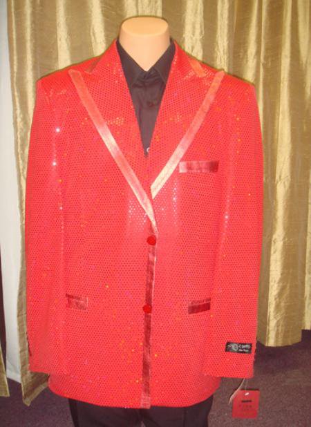 Men'S Sequin Jacket/Blazer In Red