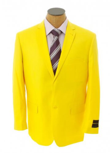 Mens Solid Yellow Blazer