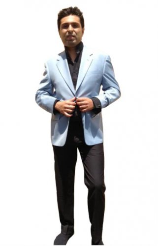 Men'S Two Button Blazer Sky~Baby~Powder Blue
