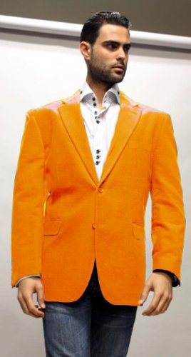 Orange Super 150'S Velvet Fabric Sport Coat