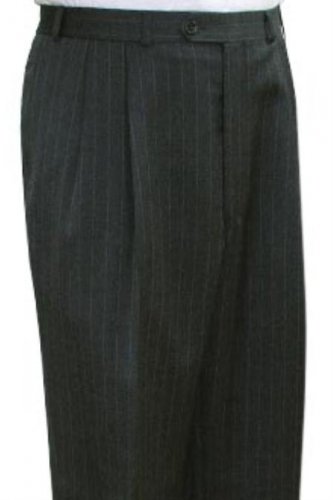 Super Quality Dress Slacks / Trousers Grey Stripe Pleated Men'S Pants
