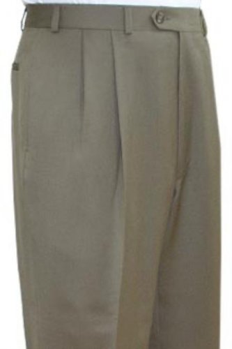 Quality Dress Slacks / Trousers Tan Pleated Pre-Cuffed Bottoms Pants