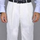 Men'S White Single Pleat Pants