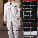 Stunning Gangster Style 3 Piece White Fashion Zoot Suit W/Bold Black Pinstripes
