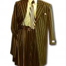 Men'S Black & Gold Pinstripe Dress 5 Button Fashion Zoot Suit
