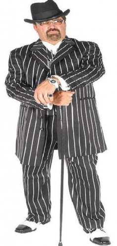 Men'S Black & Bold Very White Pinstripe Gangester Zoot Suits