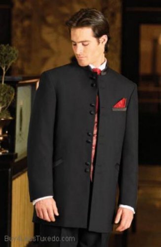 Men'S Banded Collar Mandarin Style Suit In 10 Colors
