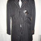 Black Gangster Ton On Ton Shadow Pinstripe Fashion Long Zoot Suit